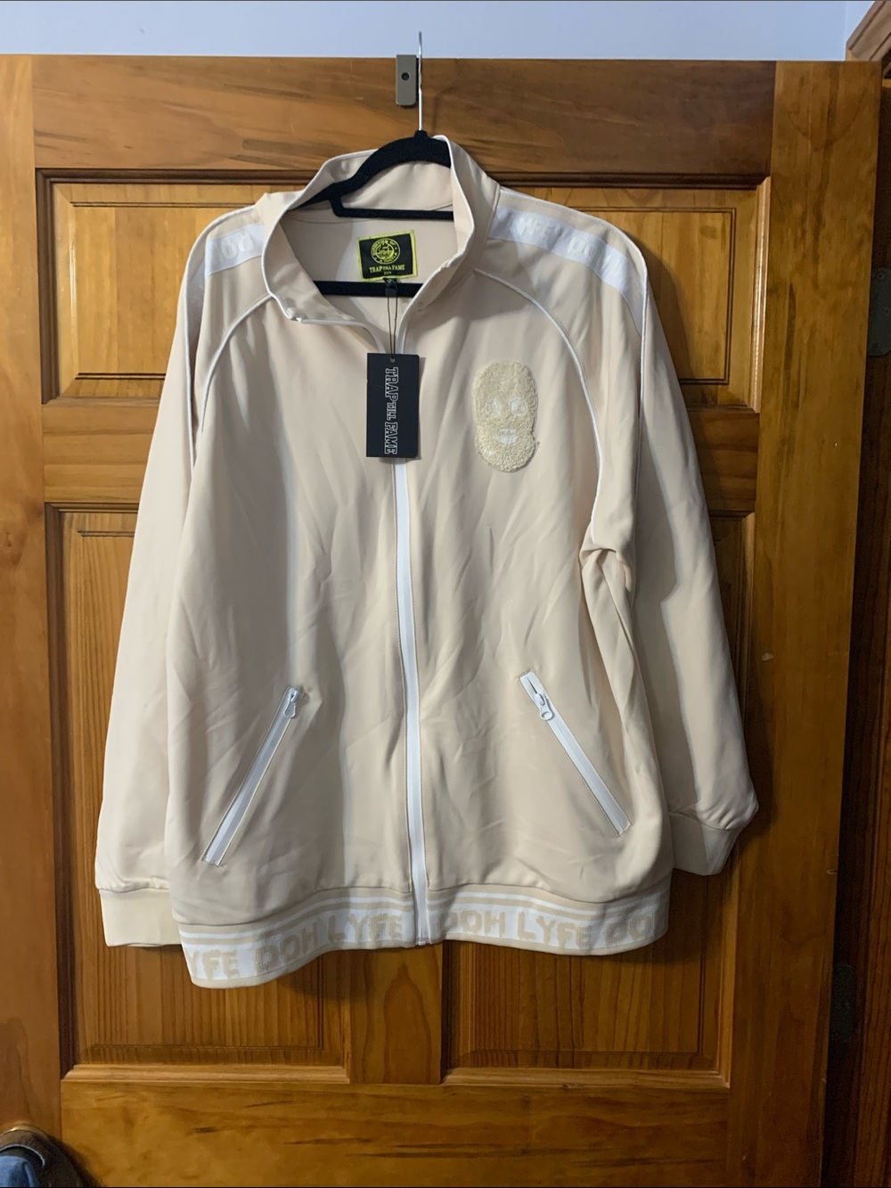 Doh Lyfe Men's Beige Bomber Jacket with Zip-Up Front